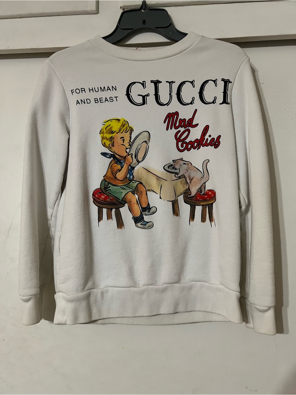 Gucci White 'Mad Cookies' Graphic Crewneck Sweatshirt with Multicolor Print